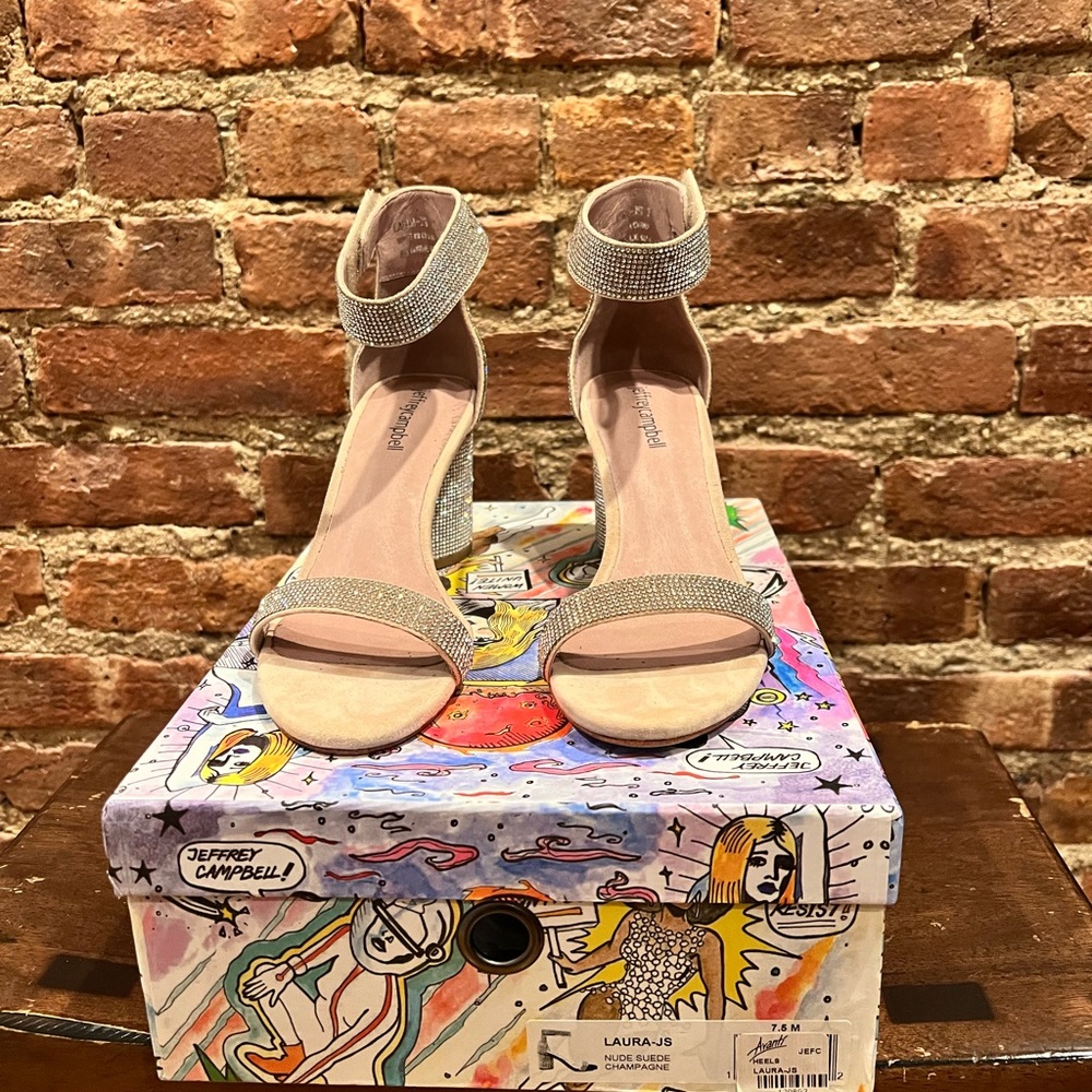 Jeffrey Campbell- Champagne bejewled heels